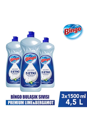 Bingo Elde Bulaşık Deterjanı Premium Lime&Bergamot 1500ml X 3 Adet