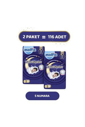 Molfix Tatlı Rüyalar Fırsat Paketi 5 Beden Junior 116 Adet