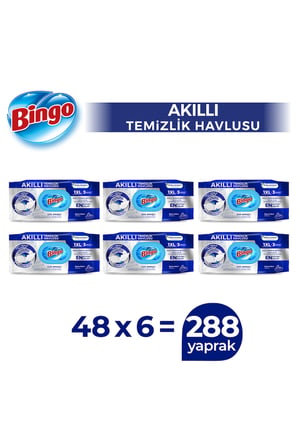 Bingo Akıllı Yüzey Temizleme Havlusu Beyaz Sabun 48 Adetx6 (288 Adet)