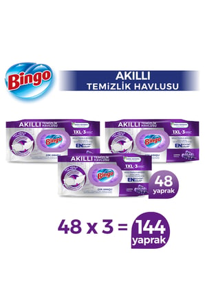 Bingo Akıllı Yüzey Temizleme Havlusu Lavanta 48 Adetx3 (144 Yaprak)