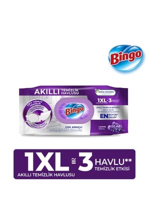 Bingo Akıllı Yüzey Temizleme Havlusu Beyaz Sabun&Lavanta 48 Adetx2 (96 Adet)