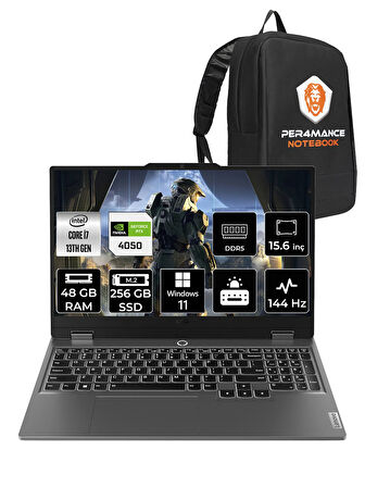 Lenovo LOQ i7 13650HX 48GB 256GB SSD RTX4050/6GB 105W 15.6" FHD 144Hz W11P Gaming Laptop & PER4 Çanta