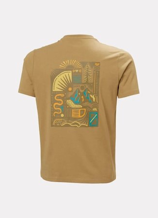Helly Hansen HHA.54600_HHA.764MASSIF GRAPHIC Açık Kahve Bisiklet Yaka Normal Fit Karma Desenli Erkek T-Shirt