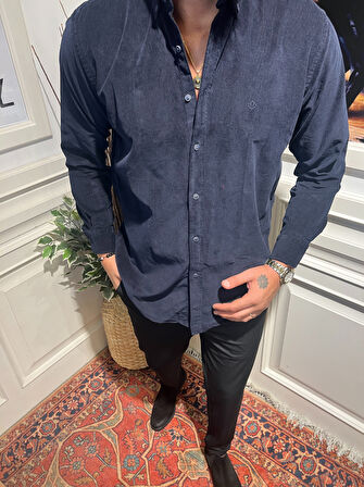 Guild Lacivert Kadife Gömlek