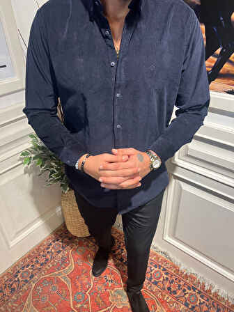 Guild Lacivert Kadife Gömlek