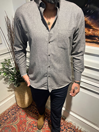 Guild Düz Siyah Kaşmir Gömlek