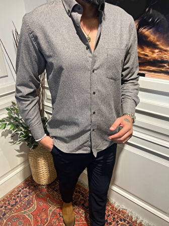 Guild Düz Siyah Kaşmir Gömlek