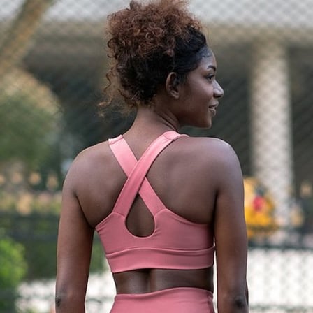Koyu Rose Sırtı Tek Kalın Çapraz Askılı Spor Büstiyer - Sporcu Sütyeni
