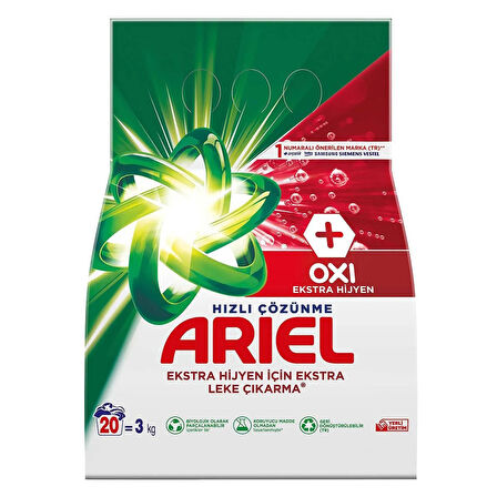 Ariel Oxi Beyazlara Özel Aqua Pudra Toz Çamaşır Deterjanı 3 Kg x 2 Adet