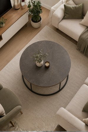Reyo Falez Terra Lüx Gordion Yuvarlak Orta Sehpa – Modern Metal Ayaklı Salon ve Oturma Odası Sehpası