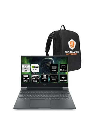 Victus 15 Core5 210H 96GB 256GB SSD RTX5060/8GB 15.6" FHD 144Hz W11P Gaming Laptop & PER4 ÇANTA