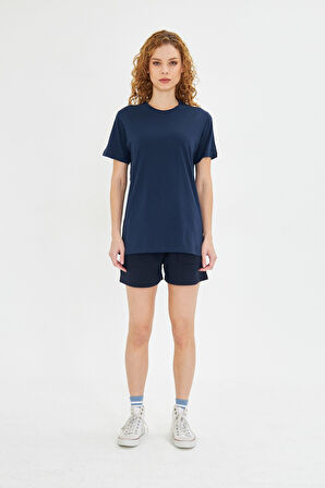 Kadın Konforlu %100 Pamuk Kısa Kollu Günlük Tişört