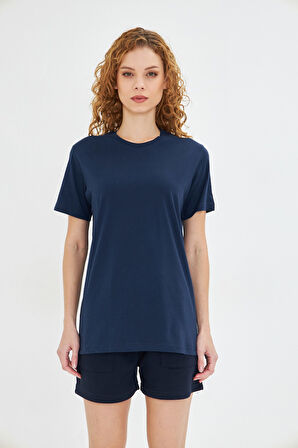 Kadın Konforlu %100 Pamuk Kısa Kollu Günlük Tişört