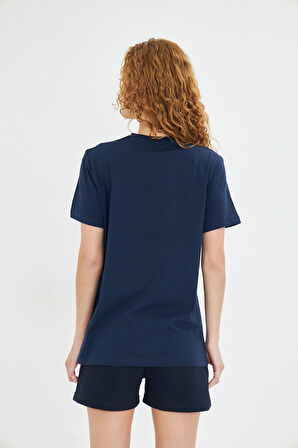 Kadın Konforlu %100 Pamuk Kısa Kollu Günlük Tişört