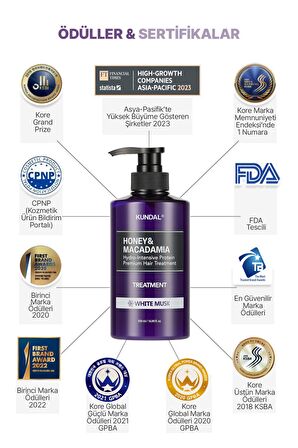 Protein Destekli Besleyici Saç Kremi Kundal Honey&Macadamia Protein Treatment 500ml (White Musk)