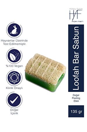Erkeklere Özel Derin Temizlik & Yenileyici Doğal Peeling Etkili Lifli Loofah Bar Sabunu 135 g