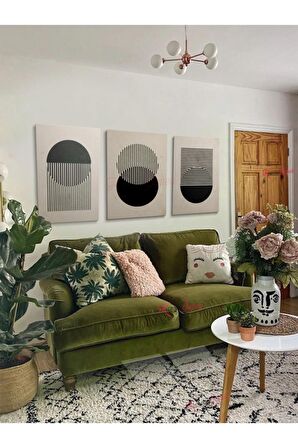 3lü Set Boho Bohem Bohe Retro Art Soyut Tablo Dekoratif Kanvas Tablo Canvas Tablolar Soyut Tablolar