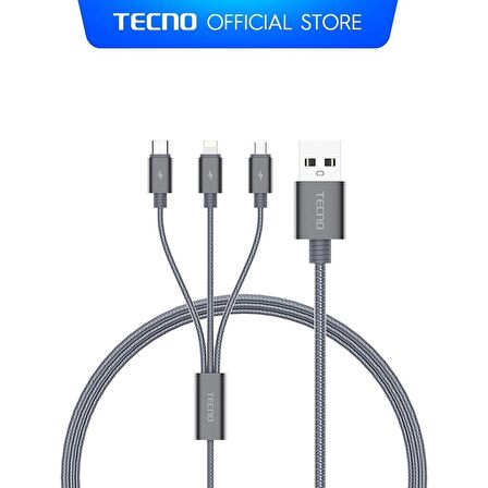 Tecno Samsung Galaxy Tab A 10.5 Tablet 3in1 Lightning, Type-C, Micro Çıkışlı Örgülü Hızlı Data ve Şarj Kablosu