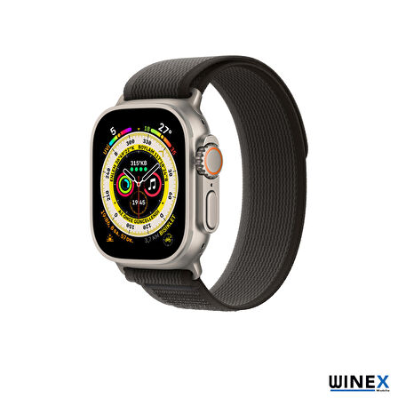 Winex 42-44mm Yeni Nesil Apple Uyumlu Akıllı Saat Kordonu Hasır Kancalı Siyah