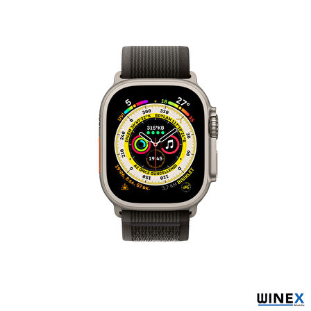 Winex 42-44mm Yeni Nesil Apple Uyumlu Akıllı Saat Kordonu Hasır Kancalı Siyah