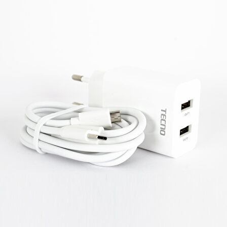 Tecno Micro USB - Type-C 12 Watt Hızlı Şarj Aleti Beyaz