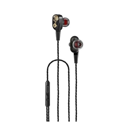 Tecno Hot Beats 3D Hifi 4 Hoparlörlü Samsung Galaxy A20E 3.5mm Jack Girişli Kablolu Mikrofonlu Kulaklık Siyah