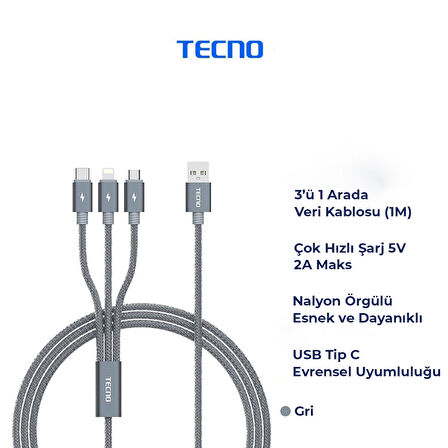Tecno Lightning - Type-C 12 Watt Hızlı Şarj Aleti Beyaz