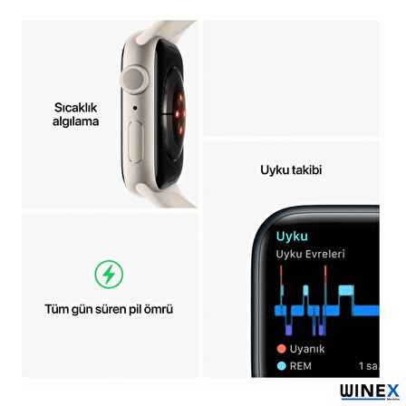 Winex 2024 Watch 8 Series FullSecreen Android İos Uyumlu Akıllı Saat Gümüş