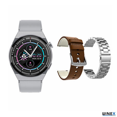 Winex 2024 Watch GT3 Max Android İos HarmonyOs Uyumlu Akıllı Saat Gümüş