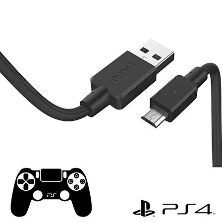 Tecno Playstation 4 Joistick Şarj Kablosu Micro Siyah