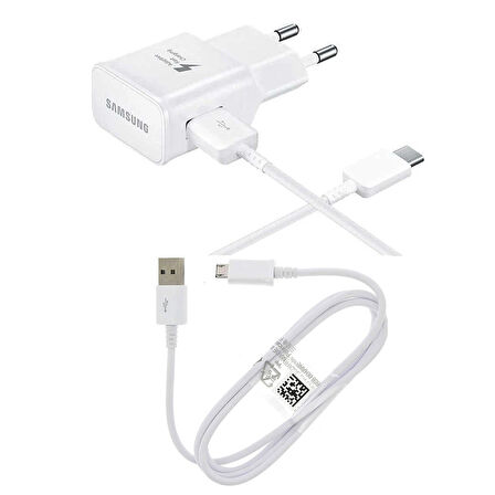 Samsung Apple İpad Pro 11 Tablet TA20 Micro & Type-C Kablolu 15W Hızlı Şarj Aleti Beyaz (Samsung Türkiye Garantilidir)