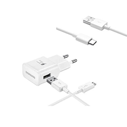 Samsung Apple İpad 6 Tablet TA20 Micro & Type-C Kablolu 15W Hızlı Şarj Aleti Beyaz (Samsung Türkiye Garantilidir)