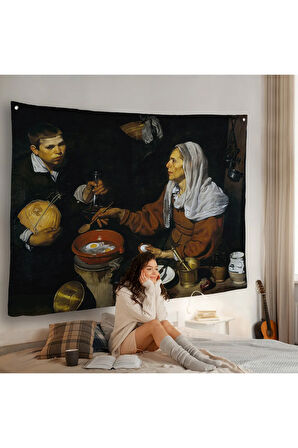 Diego Velázquez - Yumurta Pişiren Yaşlı Kadın Duvar Örtüsü - Old Woman Frying Eggs-7051