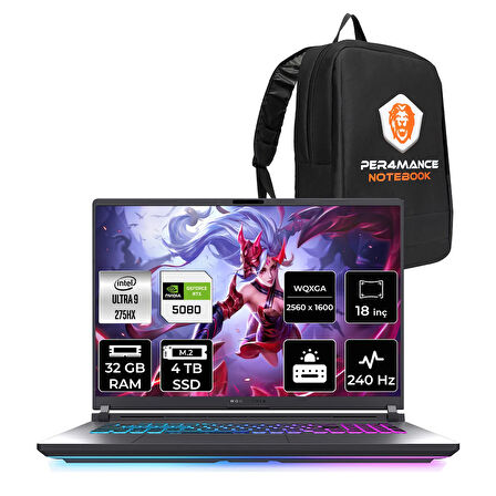Asus ROG Strix G18 Ultra 9 275HX 32GB 4TB SSD RTX5080/16GB 175W 240HZ 18'' QHD+ FDOS Gaming & PER4