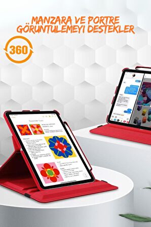 Qpen iPad Air 3 10.5 inç Uyumlu 360° Tablet Deri Kılıf