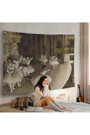 Edgar Degas - Sahnede Bale Prova Duvar Örtüsü-7053