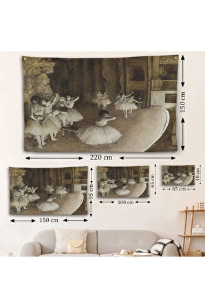 Edgar Degas - Sahnede Bale Prova Duvar Örtüsü-7053