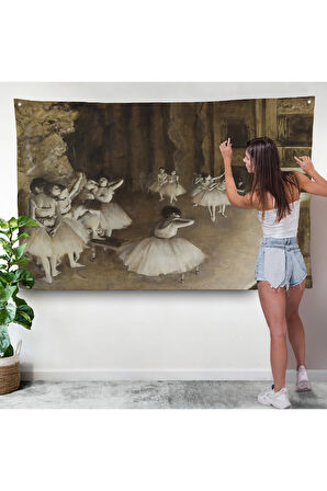 Edgar Degas - Sahnede Bale Prova Duvar Örtüsü-7053