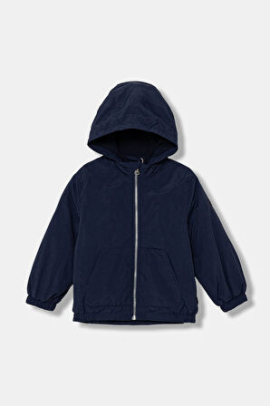 Erkek Bebek Lacivert Fermuarlı Kapüşonlu Yağmurluk