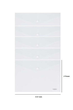 A5 Şeffaf Çıtçıtlı Zarf Dosya 5 Adet