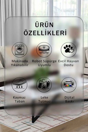 Yıkanabilir Kaymaz Taban Dijital Baskılı Halı ve Yolluk – Leke Tutmaz Salon & Mutfak Halısı
