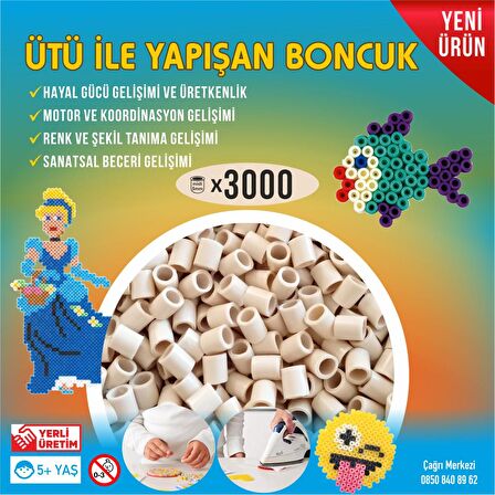 Hama Tipi Ütü ile Yapışan Midi Boncuk 5mm 3000'li Bej