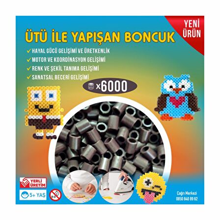 Hama Tipi Ütü ile Yapışan Midi Boncuk 5mm 6000'li Kahverengi