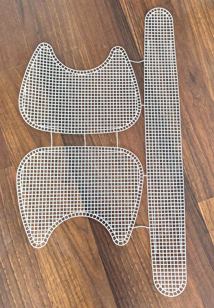 Çanta Aksesuar İkili Kedi Model  Beyaz Plastik Kanvas