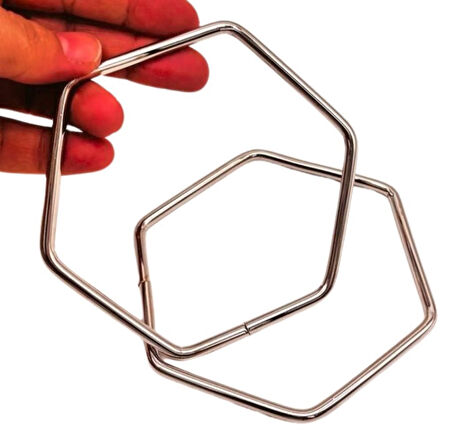 Çanta Aksesuar Gümüş Renk Altıgen Model Çift Metal Çanta Sapı