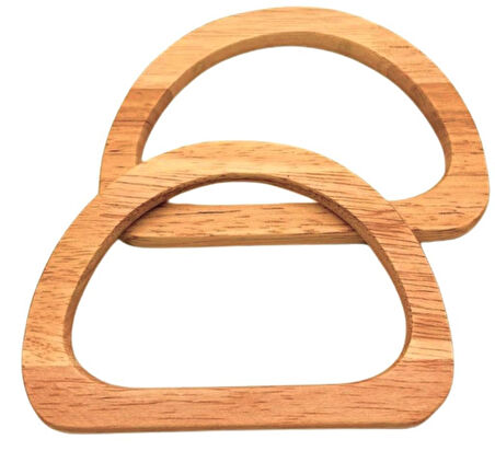 Çanta Aksesuar D Model 12x8 cm Ham Renk Ahşap Çanta Sapı