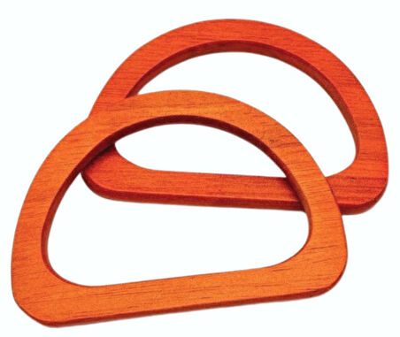 Çanta Aksesuar D Model 12x8 cm Taba Renk Ahşap Çanta Sapı