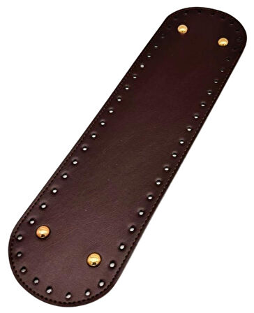 Çanta Aksesuar Suni Deri 37x10 cm Oval Çanta Tabanı Koyu Kahve Renk Light Gold Aparatlı