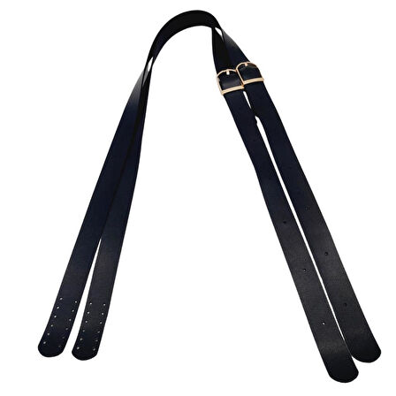 Çanta Aksesuar Suni Deri Tek Tokalı Ayarlanabilir Çift Çanta Sapı Siyah Renk Light Gold Metal