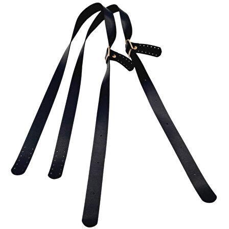 Çanta Aksesuar Suni Deri Tek Tokalı Ayarlanabilir Çift Çanta Sapı Siyah Renk Light Gold Metal